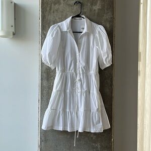 Abercrombie & Fitch White Puff Sleeve Poplin Shirt Dress - XS